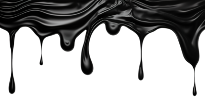 AI generated Black Paint Color Drips on Transparent Background, Fluid Art Design, Dynamic Flow of Dark Color, Perfect for Abstract and Artistic Backgrounds png