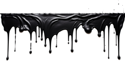 AI generated Black Paint Color Drips on Transparent Background, Fluid Art Design, Dynamic Flow of Dark Color, Perfect for Abstract and Artistic Backgrounds png