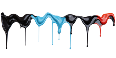 AI generated Black Paint Color Drips on Transparent Background, Fluid Art Design, Dynamic Flow of Dark Color, Perfect for Abstract and Artistic Backgrounds png