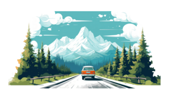 AI generated Scenic Drive on Mountain Road with Clear Sky png