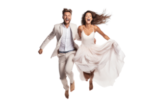 AI generated Joyful Couple Running on Transparent Background png