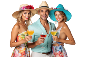 ai gerado verão festa Diversão com amigos segurando coquetéis png