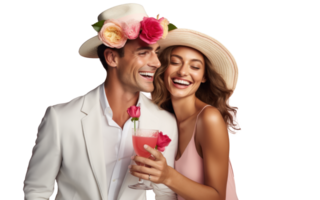 AI generated Summer Fun with Joyful Couple Sharing a Drink png
