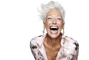 AI generated Smiling Attractive Older Woman on Transparent Background png