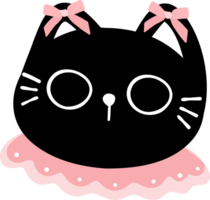 cute coquette black cat with pink ribbon bow png