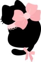 mignonne coquette noir chat avec rose ruban arc png