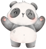 bambino panda in piedi acquerello asilo arte png