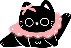 cute coquette black cat with pink ribbon bow png