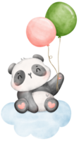 bambino panda con palloncini acquerello, bambino doccia asilo animale illustrazione png