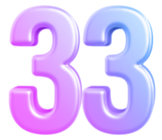 3d number 33 gradient png