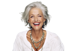 AI generated Smiling Attractive Older Woman on Transparent png