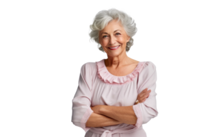 AI generated Attractive Senior Woman Smiling on Transparent Background png