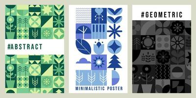 Modern geometric monochrome silhouette  poster. Abstract nature shapes. Bauhaus. vector