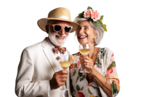 AI generated Summer Fun with Joyful Senior Couple Toasting png