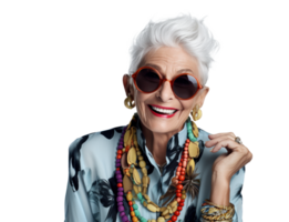 ai gegenereerd elegant senior dame glimlachen png