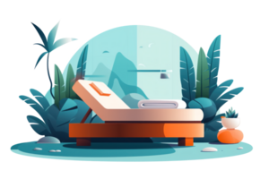 AI generated Day Spa Relaxation Scene with Lounger and Plants png