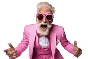 AI generated Joyful Senior Man Fashion Pose on Transparent png