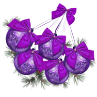 a bunch of purple shiny Christmas balls with bows png