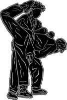 silhouette karate kumite sparing vector