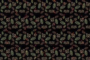 Illustration line leaves with red dit on black background. vector