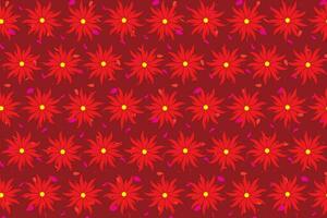 Illustration pattern red of flower on red background. vector