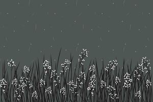 Illustration silhouette of flower grass on grey background. vector