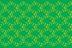 Illustration pattern of leaf on green background. vector