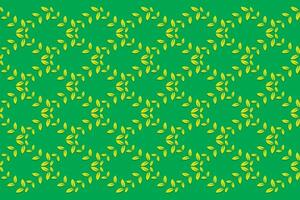 Illustration pattern of leaf on green background. vector