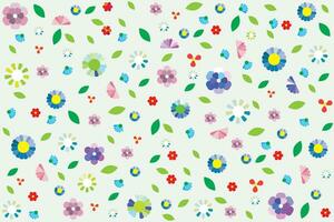 Illustration pattern of flower with leaf on light grey background. vector