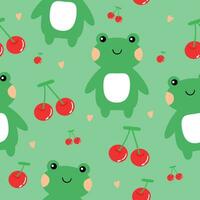 Frog cartoon seamless pattern cute animal wallpaper for textile gift wrapping paper background vector illustration bag garment fashion design
