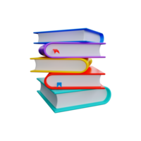 Stack of five books in 3D style. png