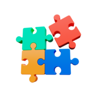 3d icon of colored puzzle pieces. Teamwork concept png