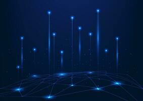 Abstract background technology, Composition of geometric lines connected to illuminated data lines. Showing high tech digital data transmission in network, Vector illustration, blue background.