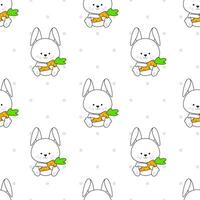 Funny rabbit with carrot. Seamless easter pattern vector