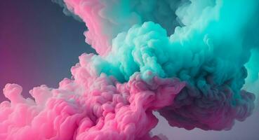 AI generated Colorful abstract smoke background. 3d rendering, 3d illustration. Abstract cloud of pink and blue smoke background. photo
