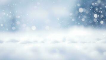 AI generated Winter Christmas background. Merry Christmas and happy New Year greeting card with copy-space. photo