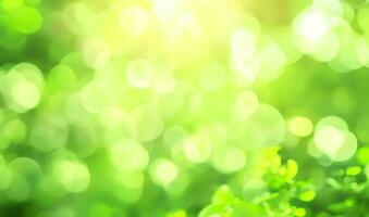 AI generated Green bokeh abstract light background. defocused nature background. photo