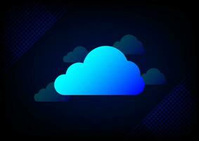 Cloud data storage concept. Cloud computing on a black and blue background. Digital data server technology. Internet communication. vector