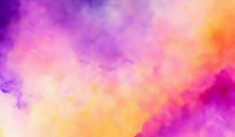 AI generated Hand painted watercolor background in violet and orange colours photo
