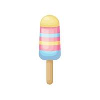 Ice cream. Popsicle on a stick. Colorful fruit ice cream in cartoon style. Frozen dessert. Vector illustration isolated on a white background