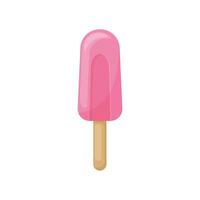 Ice cream. Popsicle on a stick. Pink popsicle in cartoon style. Frozen dessert. Vector illustration isolated on a white background