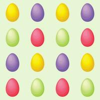 Seamless pattern. Pattern with Easter eggs. Easter eggs of different colors on a green background. Easter pattern for the print. Vector