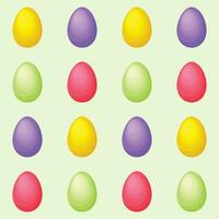 Seamless pattern. Pattern with Easter eggs. Easter eggs of different colors on a green background. Easter pattern for the print. Vector