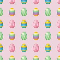 Seamless pattern. Pattern with Easter eggs. Easter eggs of different colors on a green background. Easter pattern for the print. Vector