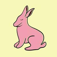 Vector illustration of a bunny on a yellow background.