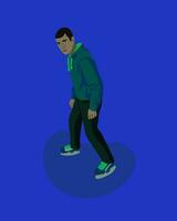 Vector isolated illustration of a man on ice skates.