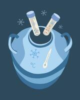 Vector isolated illustration of cryopreservation of eggs and sperm. Egg donation. Sperm donation. Artificial insemination. Cryobiology.
