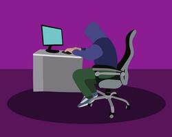 Vector isolated illustration of a man symbolizing a hacker or gamer.