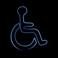 Vector isolated icon of disabled person with neon effect.