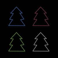 A set of Christmas trees with a neon effect. vector